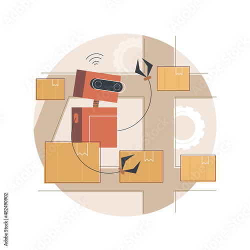 Sortation systems abstract concept vector illustration. Product sortation, conveyor based system, automated sorting process, product identification, logistics order processing abstract metaphor.