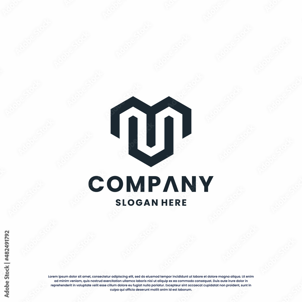 creative initial M V , M U logo design monogram for your business