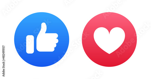 Thumb up and heart icons set. Vector illustration