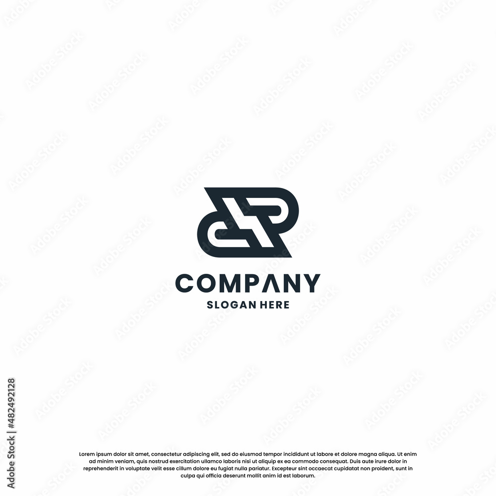 monogram letter P R logo design template