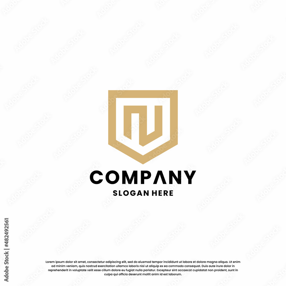 Obraz premium creative letter N combine with shield logo design monogram for your business identity