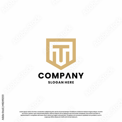 creative letter T combine with shield logo design monogram for your business identity