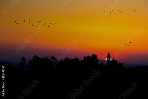 The "Taide" Church at Sunset in Povoa de Lanhoso, Braga, Portugal. © bruno ismael alves