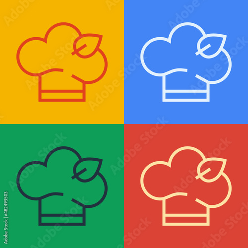 Pop art line Vegan food diet icon isolated on color background. Organic, bio, eco symbol. Vegan, no meat, lactose free, healthy, fresh and nonviolent food. Vector