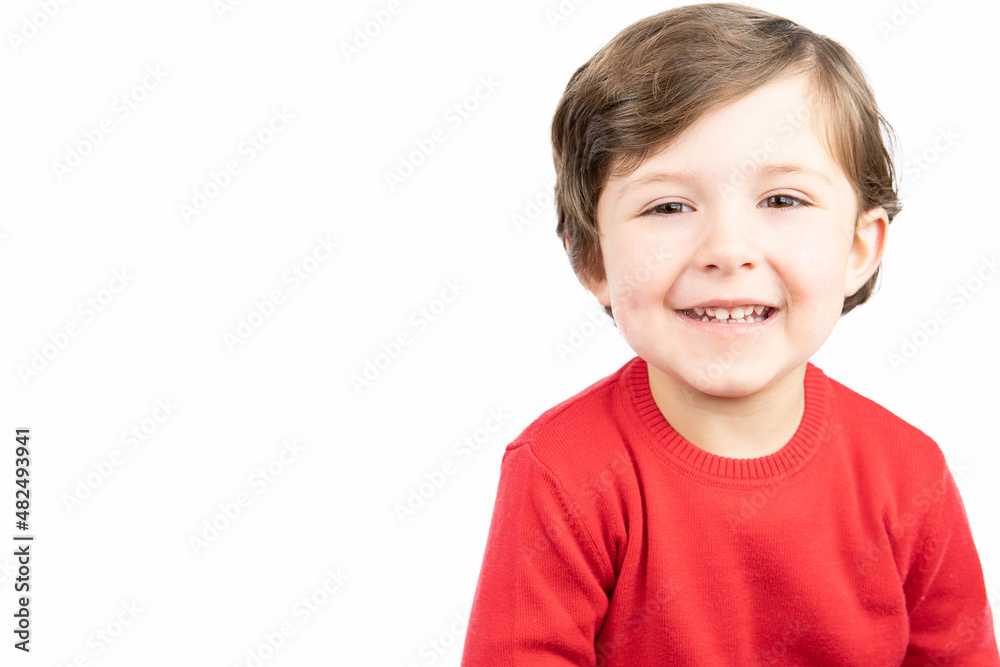 Happy child laughing on white background Happy child laughing on white background