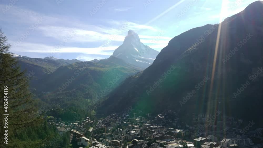 timelapse zermatt city with matterhorn background in switzerland