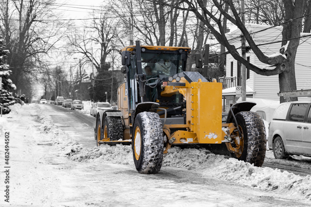 Snow removal operation with big machinery Snow removal operation with big machinery
