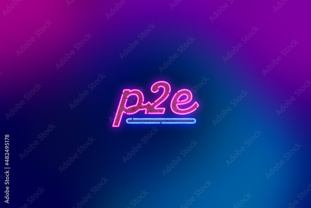 play to earn - p2e, neon inscription in smoke. mobile games concept. play to earn - p2e, neon inscription in smoke. mobile games concept.
