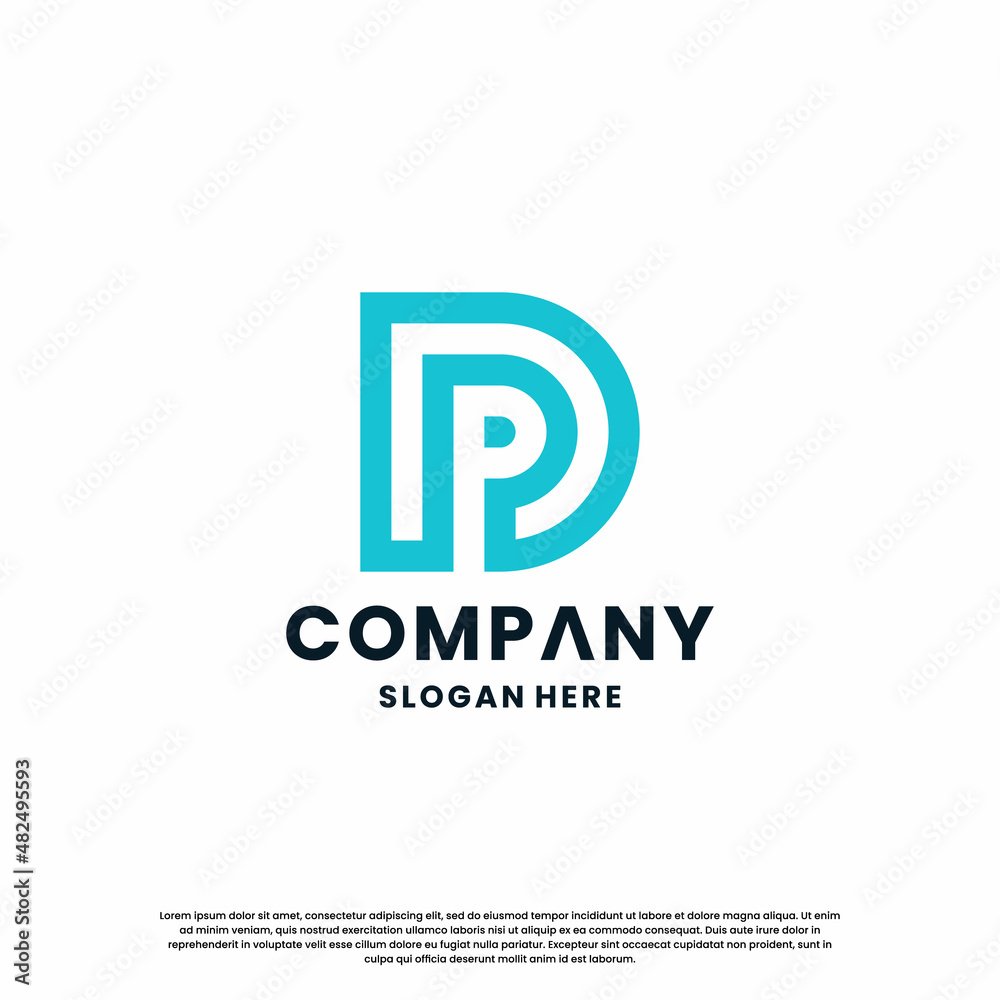 creative monogram letter P D logo design for your business