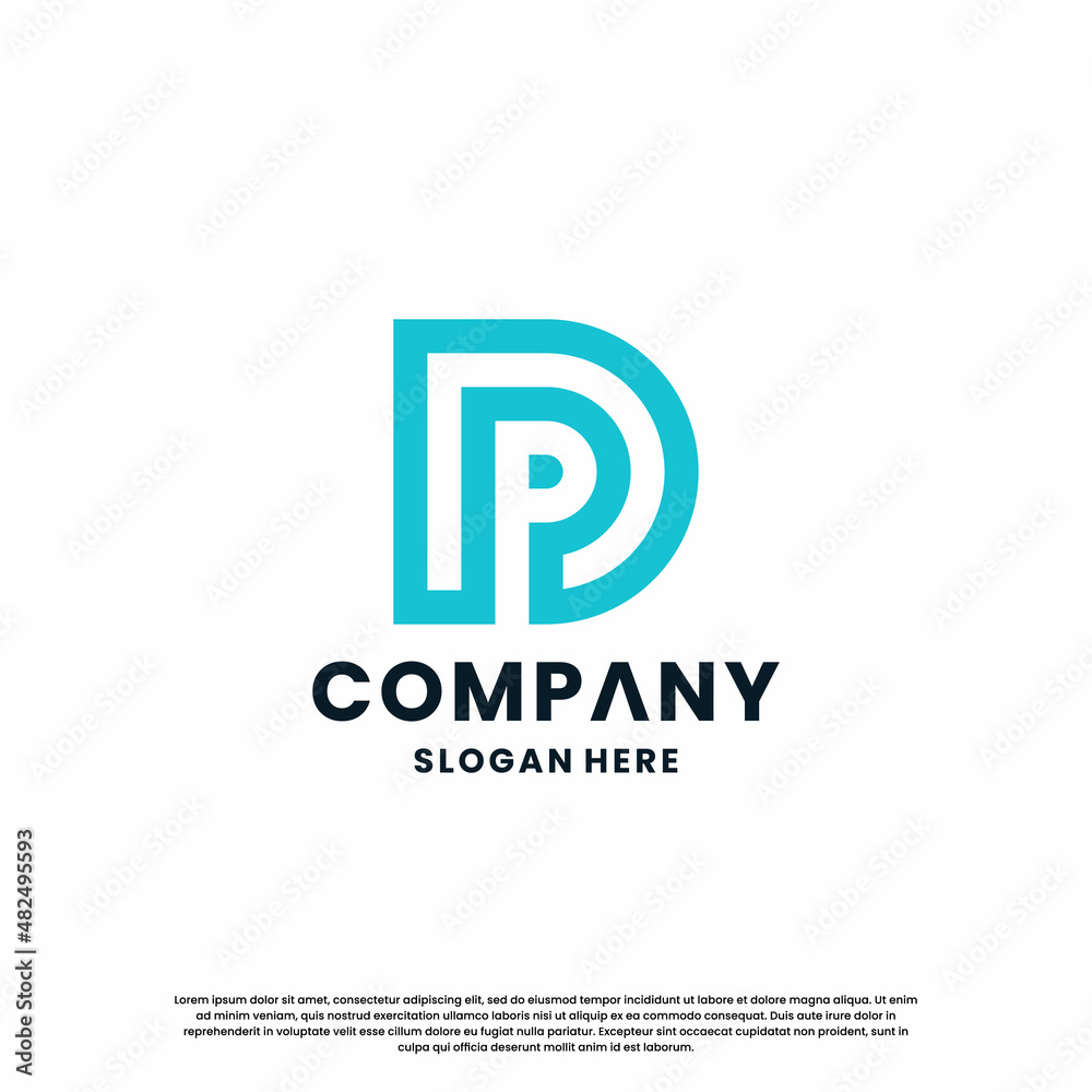 creative monogram letter P D logo design for your business