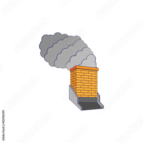 Isolated chimney flues icon Pollution concept Vector illustration