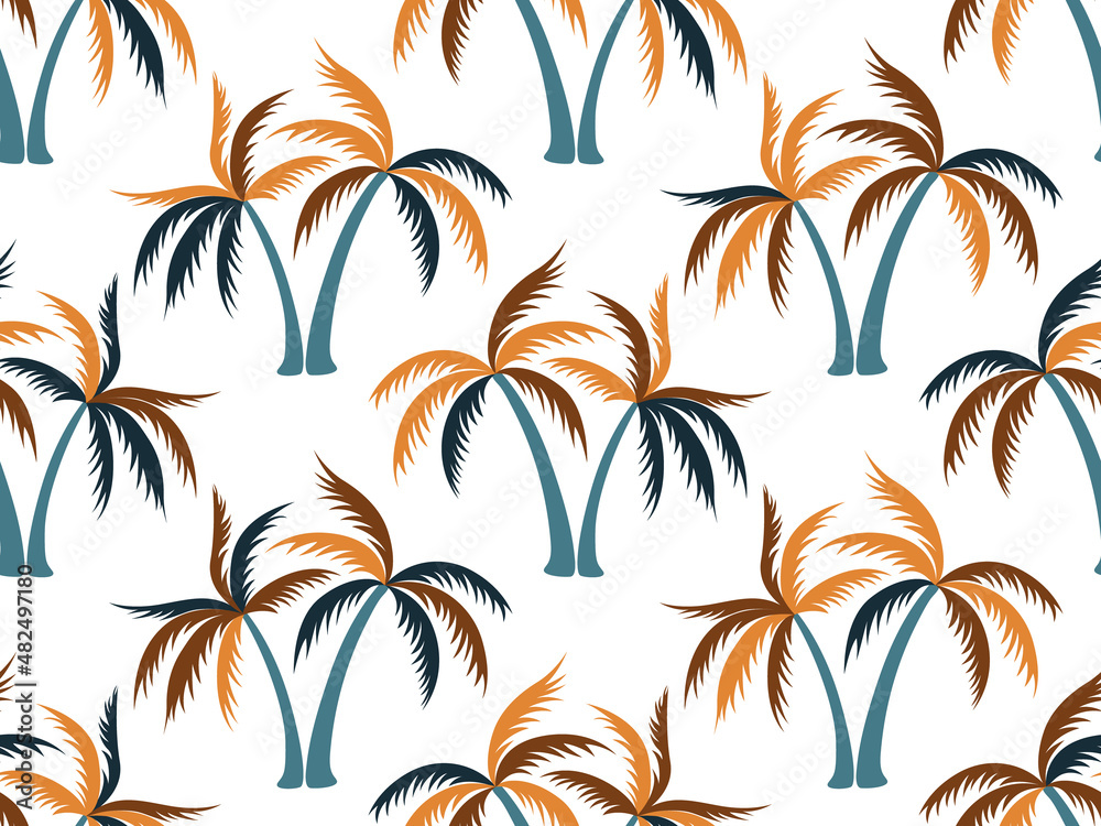 Palm tree minimal seamless pattern vector design.