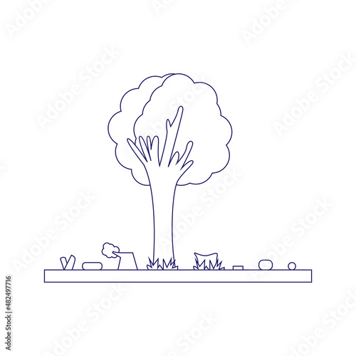 Isolated felled trees icon Deforestation concept Vector illustration