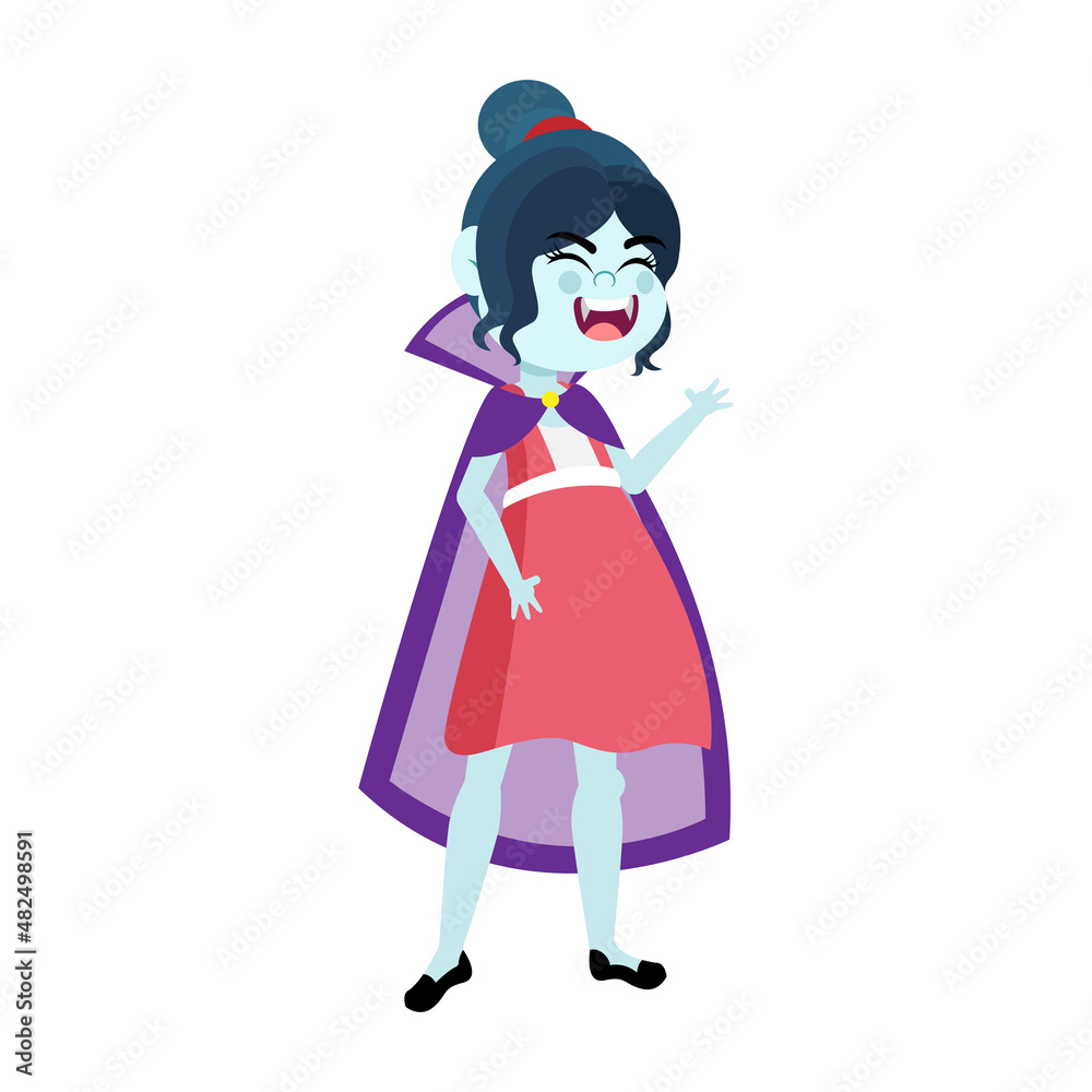 Isolated kid with a costume of vampire Vector illustration