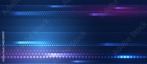 Illustration high computer technology on blue background. Abstract futuristic design. sci-fi vector illustration. Wide Hi-tech digital technology concept.