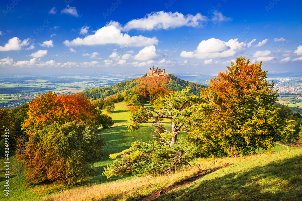 Burg Hohenzollern - Autumn landscaper in the Swabian Alps, Germany