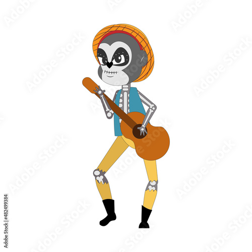 Isolated kid with a costume of skeleton Vector illustration