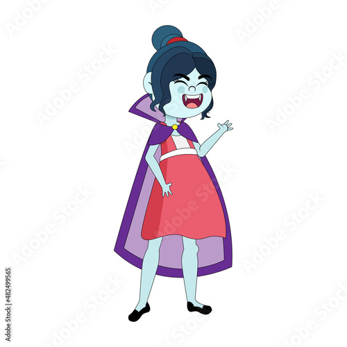 Isolated kid with a costume of vampire Vector illustration