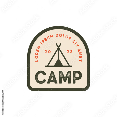 Camping and outdoor adventure retro badge logo. The emblem for cub scouts