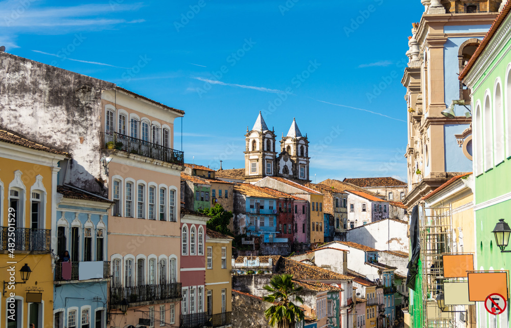 View of Pelourinho, historical and cultural place in Salvador, Bahia, Brazil