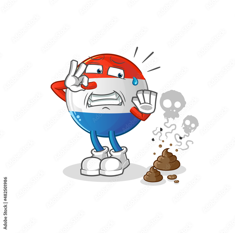 dutch flag with stinky waste illustration. character vector dutch flag with stinky waste illustration. character vector