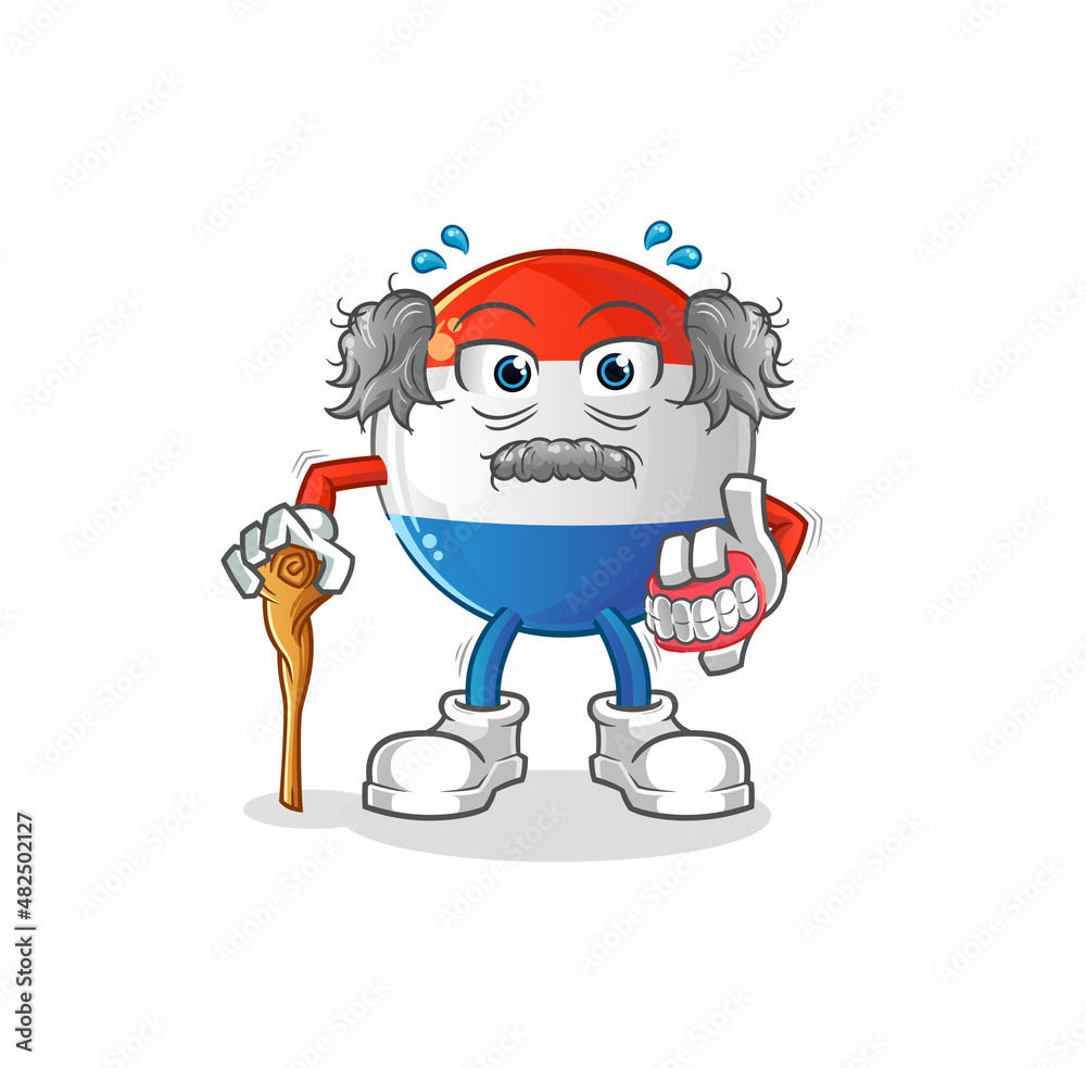 dutch flag white haired old man. character vector