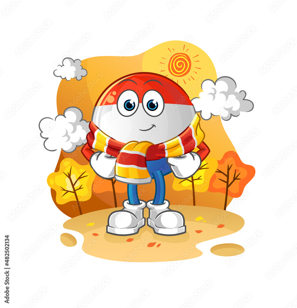 dutch flag in the autumn. cartoon mascot vector
