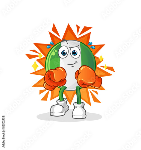 nigerian flag boxer character. cartoon mascot vector