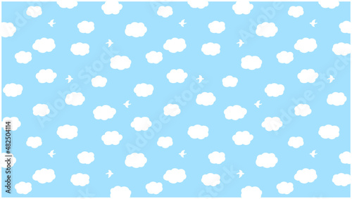 雲と鳥のある空のパターン-2way