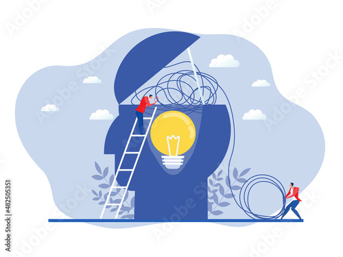 businessman manage  Problems solution creative design of brain with and order in thoughts concept vector