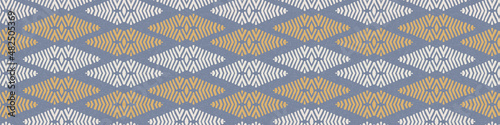 French blue geometric linen seamless pattern. Tonal farmhouse cottage style abstract grid background. Simple vintage rustic fabric textile effect. Primitive modern shabby chic kitchen cloth design.