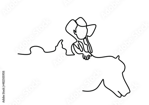a little girl riding a horse with a cowboy hat