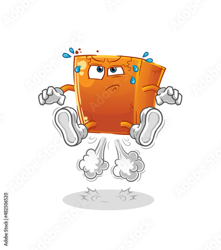 brick fart jumping illustration. character vector