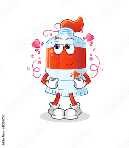 watercolor tube shy vector. cartoon character