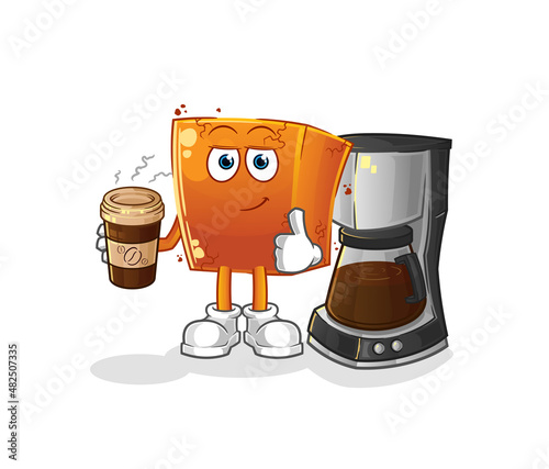 brick drinking coffee illustration. character vector