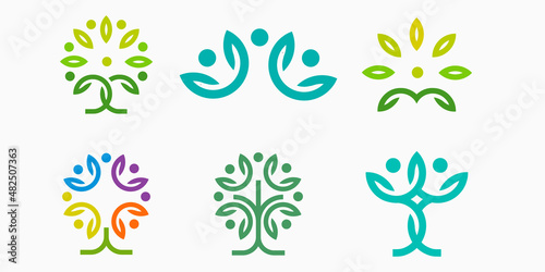 human tree logo design environmentally friendly people. vector illustration