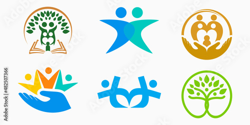 Logo collection for People creative template. Community and family logo element.