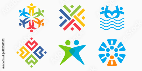 People Together logo icon set. logo template can represent unity and solidarity in group