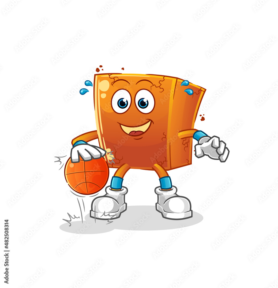 brick dribble basketball character. cartoon mascot vector