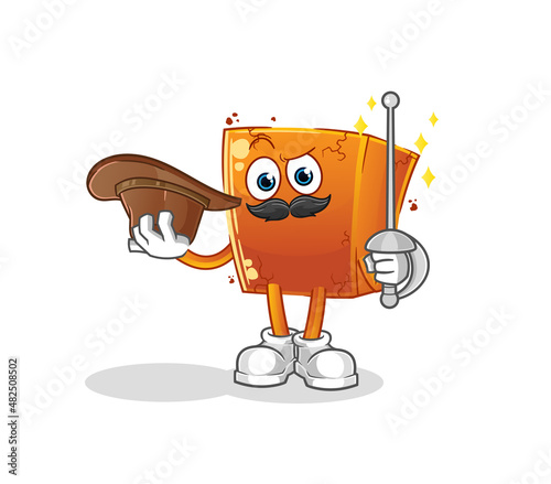 brick fencer character. cartoon mascot vector