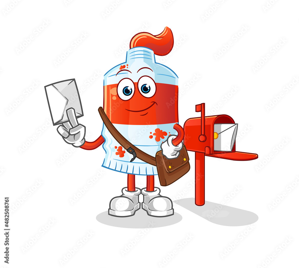 Obraz premium watercolor tube postman vector. cartoon character