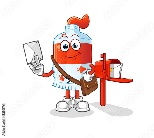 watercolor tube postman vector. cartoon character
