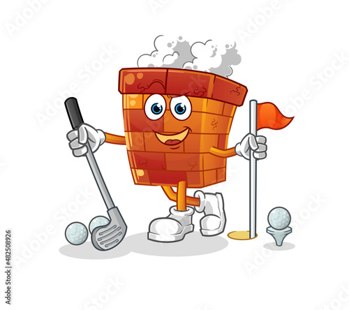 chimney playing golf vector. cartoon character