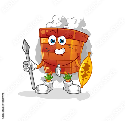 chimney african tribal fighter mascot. cartoon vector