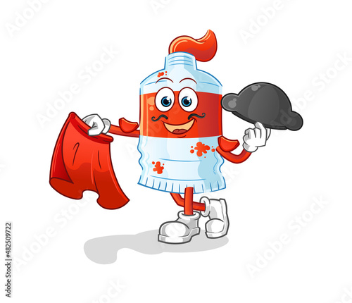 watercolor tube matador with red cloth illustration. character vector