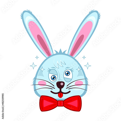 Bunny head rabbit face stunned cartoon isolated white background