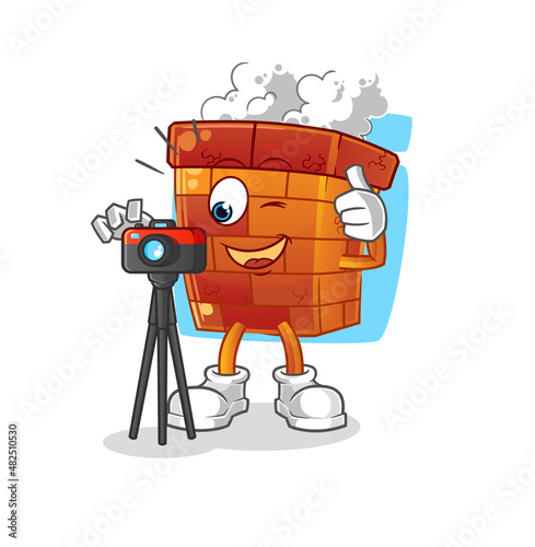 chimney photographer character. cartoon mascot vector