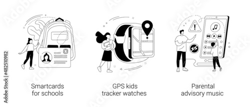 Child security abstract concept vector illustrations.