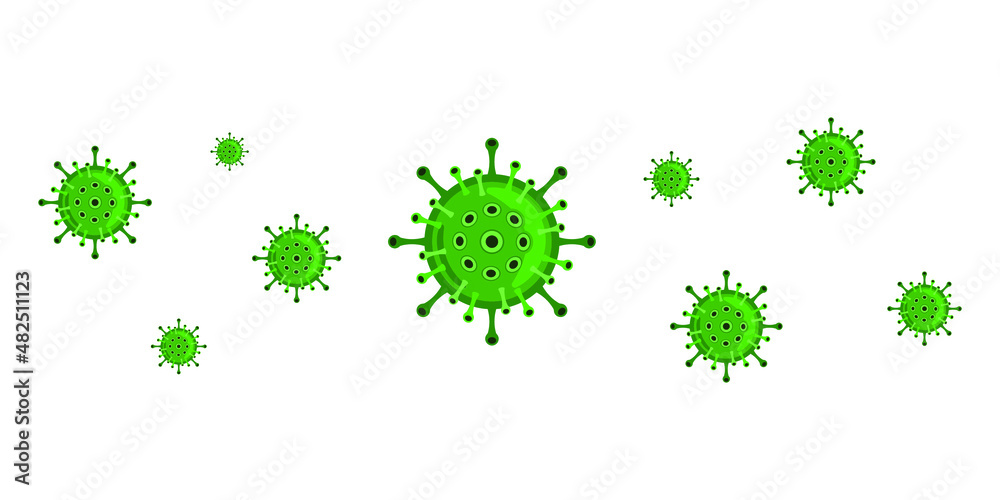 Group bacteria virus cartoon isolated white background