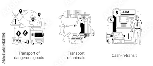 Transit and logistics abstract concept vector illustrations.